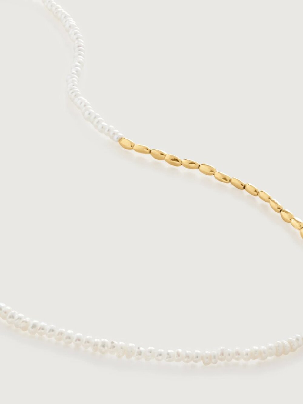 Monica Vinader Mini Nugget Pearl Necklace 18k Gold Vermeil Summer Essential Cute - Picture 5 of 10